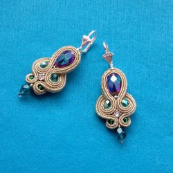 Kolczyki  Złoto, Zieleń, Tęcza