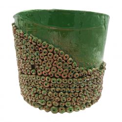 Doniczka Ceramiczna Handmade Zielona 18x20 cm Rękodzieło Dekoracyjne 
