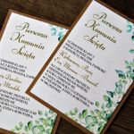 Zaproszenie Komunijne - Eukaliptus 2 - Jednokartkowe zaproszenie komunijne eukaliptus rustykalna komunia zaproszenia na pierwszą komunię świętą gołąbki zaproszenia komunijne dla nauczyciela dyrektora