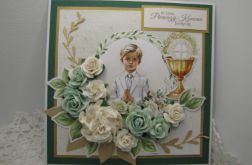 Kartka komunijna dla chłopca w pudełku 06