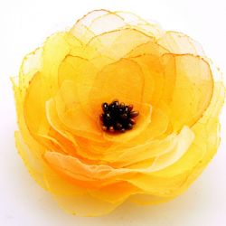 Broszka kwiat - żółta 10 cm 
