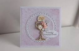 Kartka Komunia Święta kielich z hostią