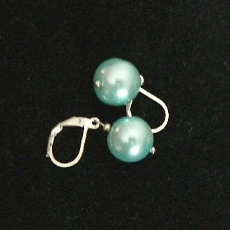 Błękitne perły Majorka i srebro, kolczyki z perłami