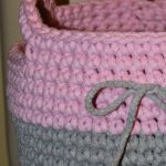Koszyk ze sznurka (różowo-popielaty) - koszyk bawełniany