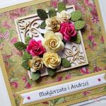 Kartka ROCZNICA ŚLUBU beżowo-różowa - Beżowo-różowa kartka na rocznice ślubu
