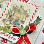 Święta vintage - przy kominku - Vintage, retro grafika na Boże Narodzenie