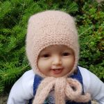 Czapka bonetka Kapturek Beżowo różowym - czapka dla noworodka