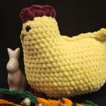 Kurka na szydełku handmade maskotka dekoracja Wielkanoc 18 cm żółta - Kurka na szydełku