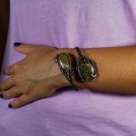 Bransoletka z miedzi z kamieniem krwistym - Copper bracelet with Bloodstone cabochons, gift for her gift for mom present, handmade artisan handcrafted jewellery for women