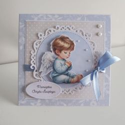 Kartka na Chrzest Święty z chłopcem