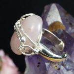 Srebrny pierścionek z kwarcem różowym - pierścionek wire wrapped