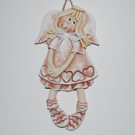 Nieśmiało się uśmiecham - aniołek z masy solnej, prezent, dekoracja