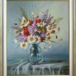 Kwiaty Margaretki,ręcznie malowany, olej - do domu