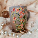 kwietny ogródek ręcznie malowany kubek 300 ml. - ręcznie malowane