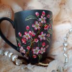 Ręcznie malowana kwitnąca jabłoń kubek 400 ml - ręcznie malowane