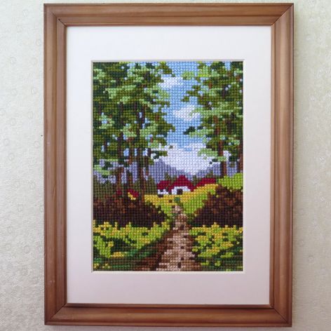 Obraz haftem malowany "Pezaż z drzewami"