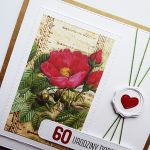 Kartka z dziką różą na urodziny handmade - Kartka na urodziny z sercem i liczbą