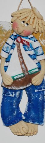 Hej żeglujże - aniołek z masy solnej, prezent, dekoracja   