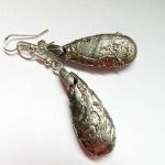 Kwarc tytanowy platerowany, kolczyki duże łezki w srebrze - 