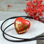 Wisiorek serce - czerwień i złoto - wisiorek czerwone serce