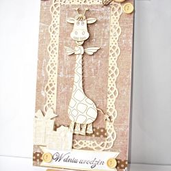 Kartka urodzinowa w dużym formacie z żyrafą brązowa