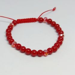 Bransoletka z Czerwonego KORALU 6 mm makrama boho czerwona