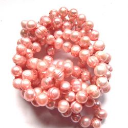 Perły natruralne, jasnoróżowy sznur pereł, naszyjnik