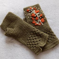 Mitenki z gałązką