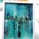 Prezent na ślub - abstrakcja - złoty i turkusowy - Obraz w całości