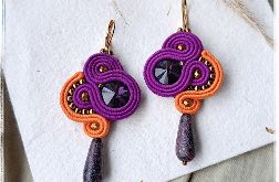 Kolczyki sutasz soutache Fioletowy