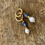 Kolczyki z perłą słodkowodną i błękitnym agatem - 