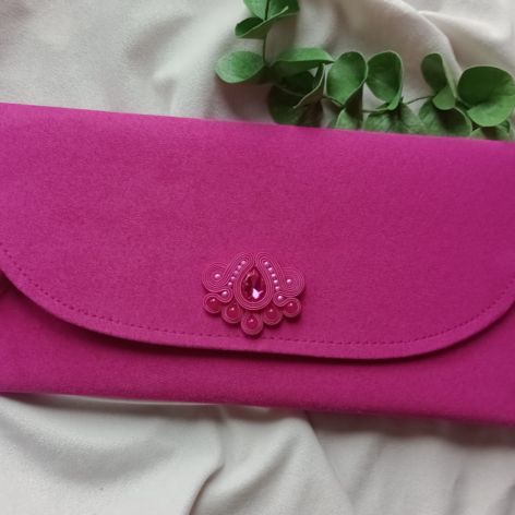 Torebka kopertówka soutache sutasz fuksja