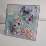 Kartka na urodziny z szarym kotkiem - Kartka na urodziny z szarym kotkiem