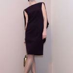 Koktajlowa sukienka / fioletowa – SCARLETT - prosta sukienka z falbaną RAHR