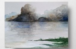 Pejzaż-akwarela formatu 18/25 cm.