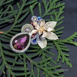 Złota broszka sutasz Gold Flowers