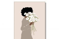 Grafika "Kobieta z bukietem", prezent na Dzień Matki