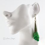 Kolczyki Silk zielone ażurowe - Długie kolczyki z materiału