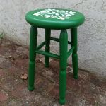 zielony taboret lite drewno handmade mandala - drewniany taboret odnowiony ręcznie zielony IfGift