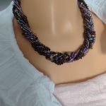 Naszyjnik Korale Metalizowane Kryształki Fioletowe - 
