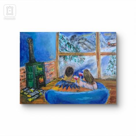 Śniadanie do łóżka,obraz na płótnie,  30x40x1cm 