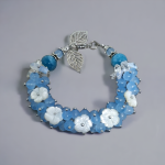 Bransoletka z niebieskich Chalcedonów "Kwiaty" - Unikalna bransoletka z Chalcedonów