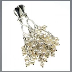 Srebro Perły klipsy