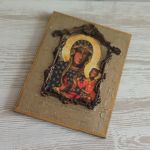 Obrazek religijny z Królową Polski - Handmade obrazek religijny
