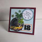 Kartka na urodziny oseiemnastka z samochodem - Kartka na urodziny oseiemnastka z samochodem