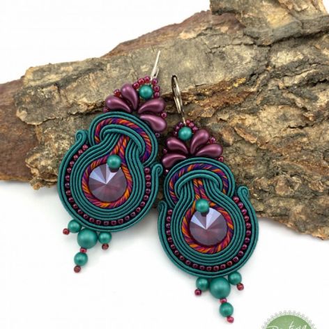 Kolczyki sutasz/soutache z kryształkami