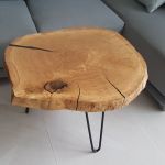 Stolik dębowy, plaster drewna dąb - 