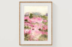 Oryginalna akwarela. Pejzaż róż A4 Oryginalna akwarela. Pejzaż róż A4