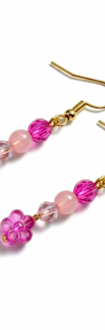 Różowe kolczyki z kwiatuszkami