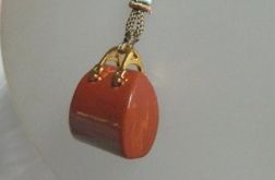 Wisiorek - torebka, mokait czerwony, jaspis